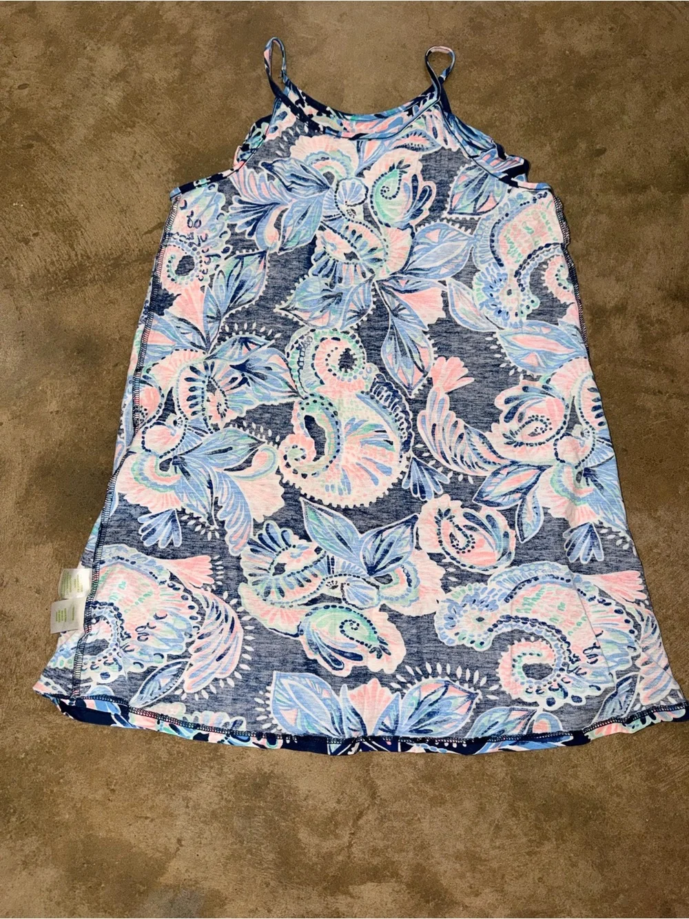 Lilly Pulitzer Girls Navy Pink Paisley Shift Dress Size M Floral Sleeveless